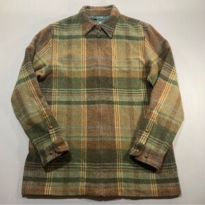 VINTAGE GORGEOUS Lauren Ralph Lauren Plaid 100% Wool Zip Shacket - Womens Medium
